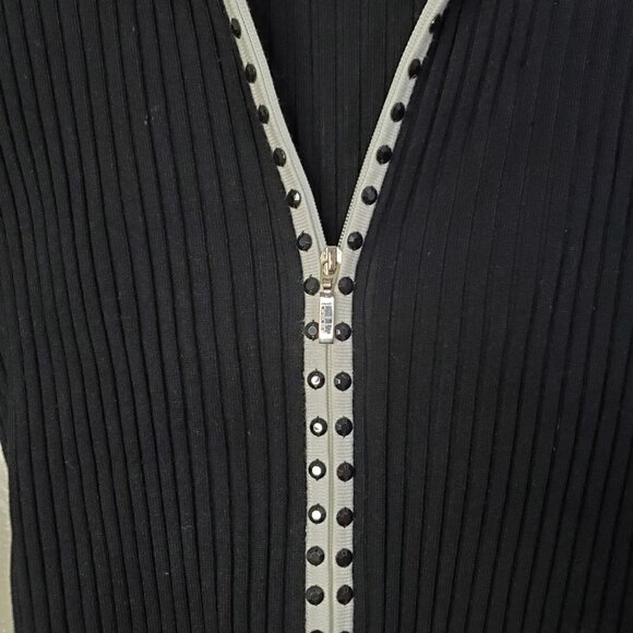 Belldini Black Rhinestone Embellishment Zip Front Top Size XL - Picture 2 of 8